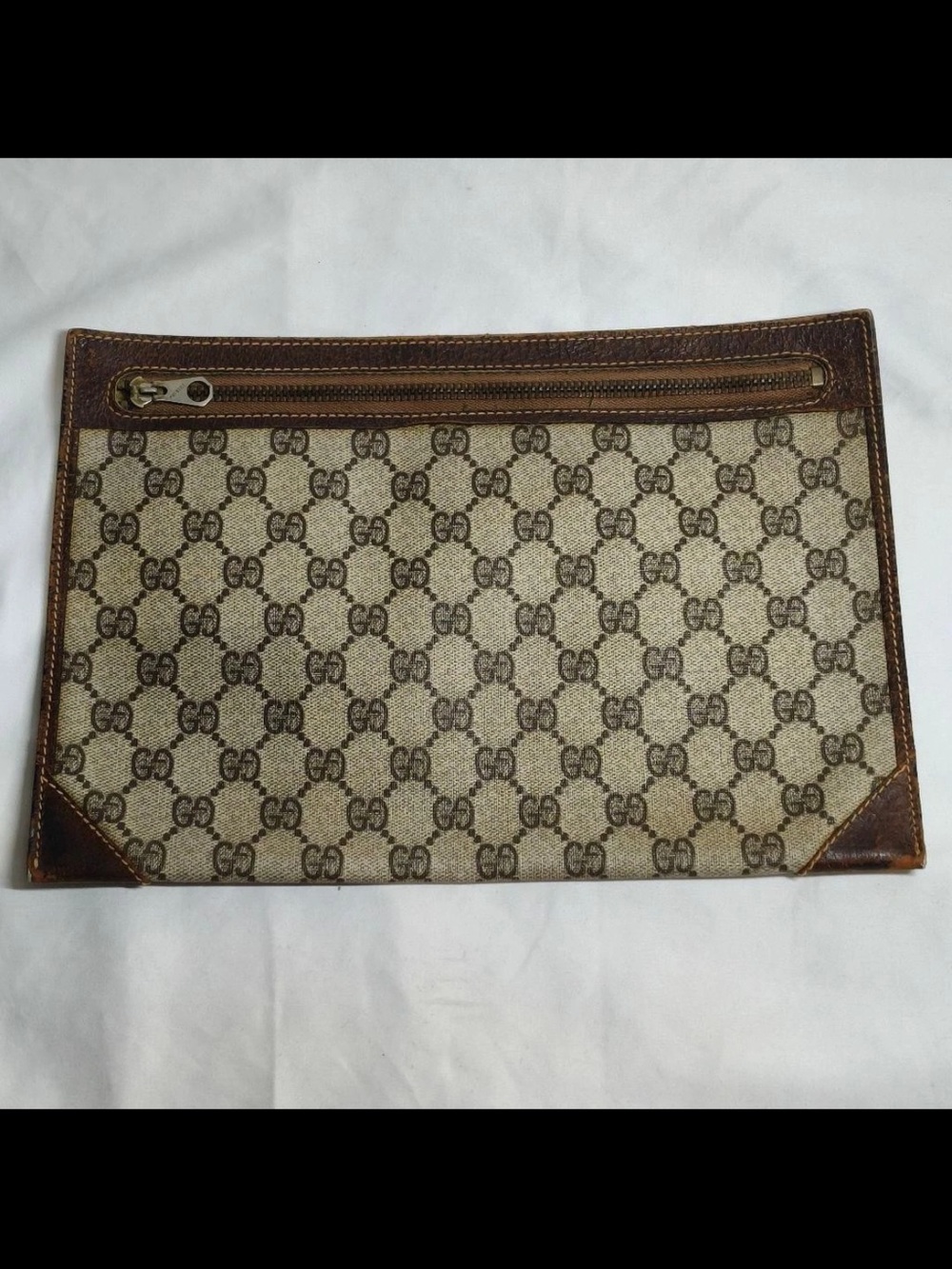 Gucci Beige and Brown GG Monogram Toiletry Pouch
